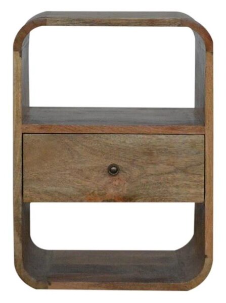 Wood Nightstand with Drawer & 2 Open Slots, Stain Finish, Bedside Cabinet for Bedroom & Living Room, Brown Aosom UK
