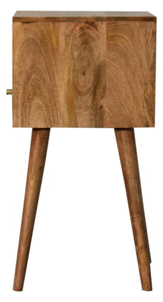 Wood Bedside Table with Drawer, Narrow Nightstand with Open Shelf, Distinct Grain for Storage, Brown Aosom UK
