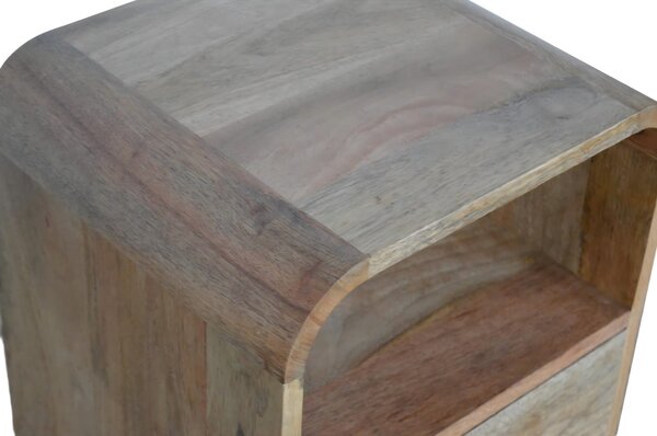 Wood Nightstand with Drawer & 2 Open Slots, Stain Finish, Bedside Cabinet for Bedroom & Living Room, Brown Aosom UK