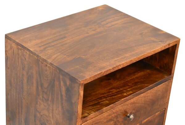 Bedside Cabinet with 2-Drawers & Open Shelf, Classic Nightstand for Home Display & Storage, 35L x 45W x 60H cm, Brown Aosom UK