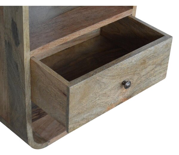 Wood Nightstand with Drawer & 2 Open Slots, Stain Finish, Bedside Cabinet for Bedroom & Living Room, Brown Aosom UK