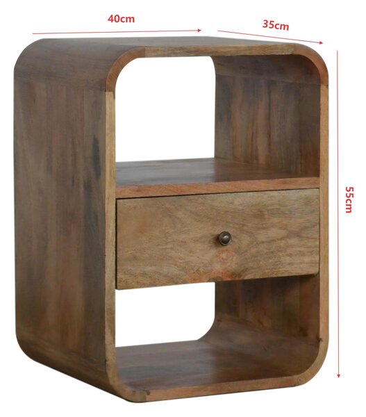 Wood Nightstand with Drawer & 2 Open Slots, Stain Finish, Bedside Cabinet for Bedroom & Living Room, Brown Aosom UK