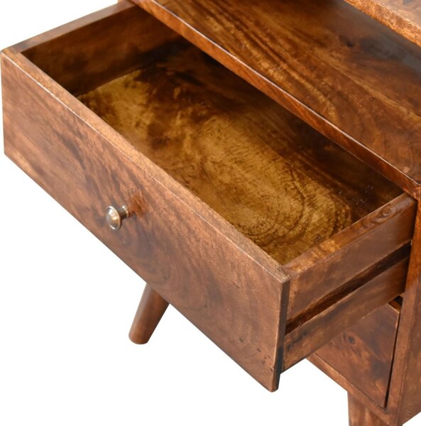 Bedside Cabinet with 2-Drawers & Open Shelf, Classic Nightstand for Home Display & Storage, 35L x 45W x 60H cm, Brown Aosom UK