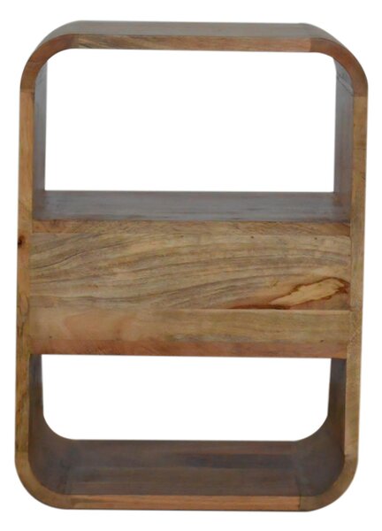 Wood Nightstand with Drawer & 2 Open Slots, Stain Finish, Bedside Cabinet for Bedroom & Living Room, Brown Aosom UK