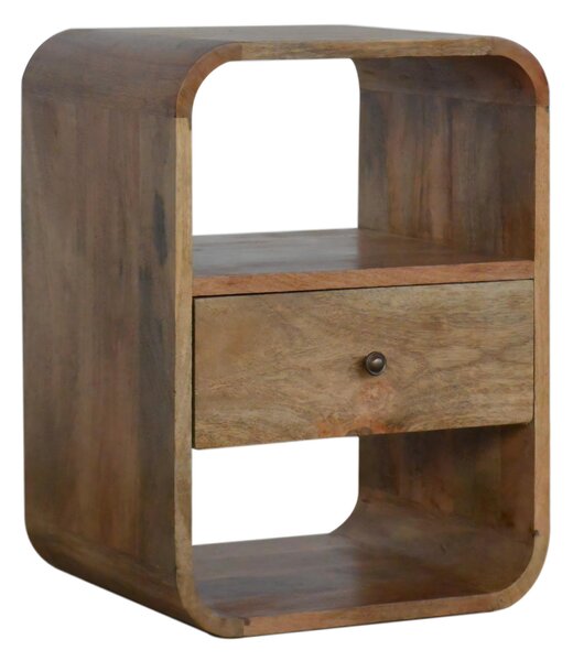 Wood Nightstand with Drawer & 2 Open Slots, Stain Finish, Bedside Cabinet for Bedroom & Living Room, Brown Aosom UK