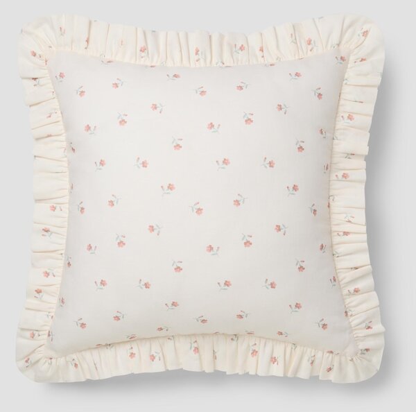 Pearl Posy Bud Frill Linen Blend Filled Cushion | 45x45cm | Piglet in Bed