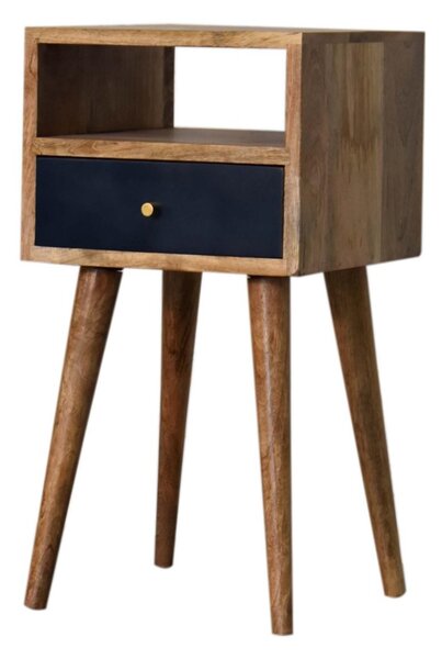 Wood Mini Bedside Table with Drawer and Open Shelf, Bedside Chest with Artisanal Finish for Bedroom, 30L x 30W x 57H cm, Brown Aosom UK