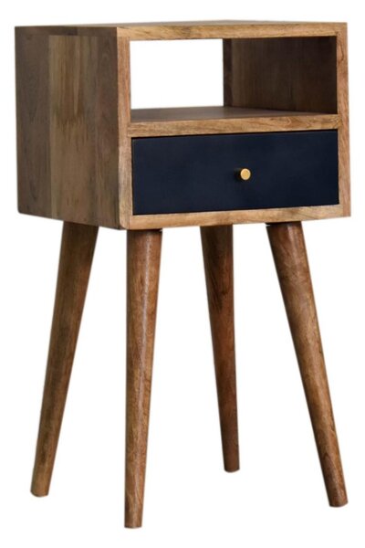 Wood Mini Bedside Table with Drawer and Open Shelf, Bedside Chest with Artisanal Finish for Bedroom, 30L x 30W x 57H cm, Brown Aosom UK