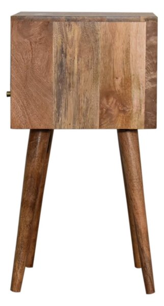 Wood Mini Bedside Table with Drawer and Open Shelf, Bedside Chest with Artisanal Finish for Bedroom, 30L x 30W x 57H cm, Brown Aosom UK