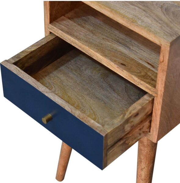 Wood Mini Bedside Table with Drawer and Open Shelf, Bedside Chest with Artisanal Finish for Bedroom, 30L x 30W x 57H cm, Brown Aosom UK