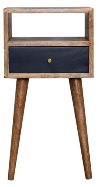 Wood Mini Bedside Table with Drawer and Open Shelf, Bedside Chest with Artisanal Finish for Bedroom, 30L x 30W x 57H cm, Brown Aosom UK