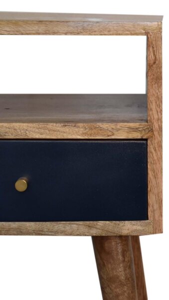 Wood Mini Bedside Table with Drawer and Open Shelf, Bedside Chest with Artisanal Finish for Bedroom, 30L x 30W x 57H cm, Brown Aosom UK