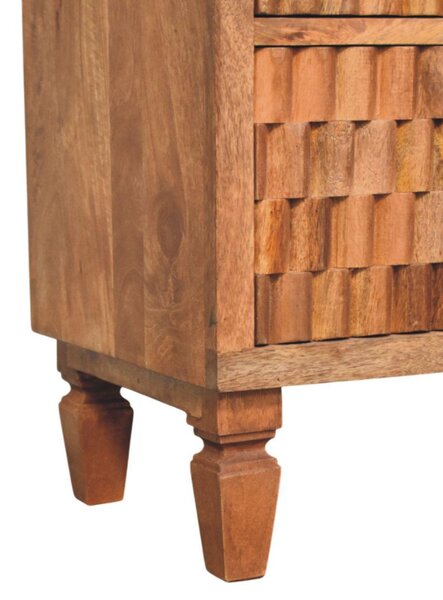 Bedside Chest with 3 Drawers, Bedside Cabinet with Mango Wood for Easy Storage, Brown Aosom UK