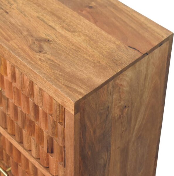 Bedside Chest with 3 Drawers, Bedside Cabinet with Mango Wood for Easy Storage, Brown Aosom UK