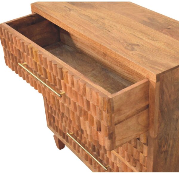 Bedside Chest with 3 Drawers, Bedside Cabinet with Mango Wood for Easy Storage, Brown Aosom UK