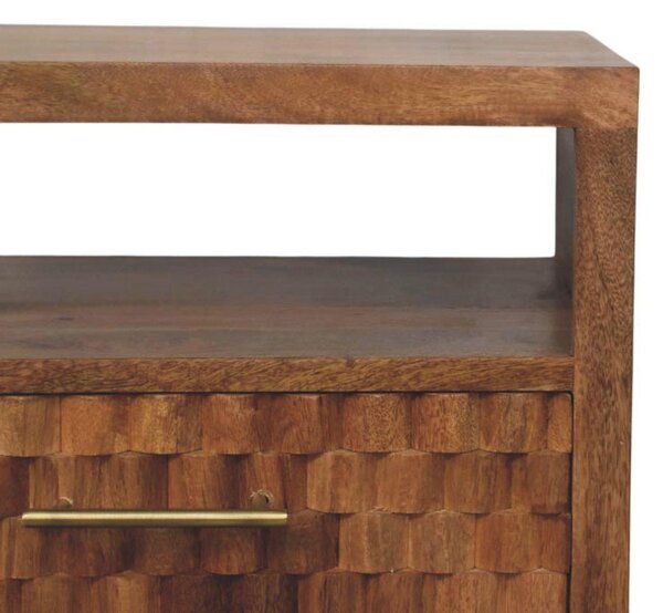 2-Drawers Bedside Cabinet, Wood Nightstand with Open Shelf, Eco-Conscious Build, 35L x 45W x 60H cm, Brown Aosom UK