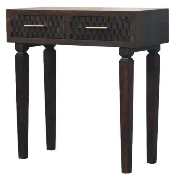 Solid Wood Arno Console Table with 2 Smooth-Gliding Drawers, Handcrafted Bedside Table with Mango Wood, 35L x 80W x 82H cm, Brown Aosom UK