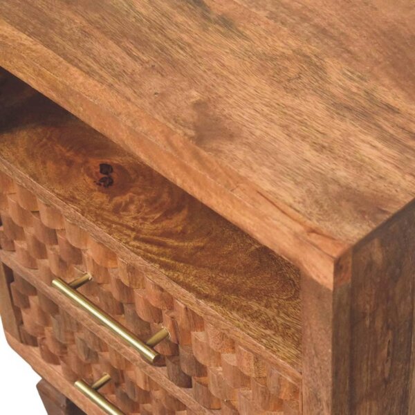 2-Drawers Bedside Cabinet, Wood Nightstand with Open Shelf, Eco-Conscious Build, 35L x 45W x 60H cm, Brown Aosom UK