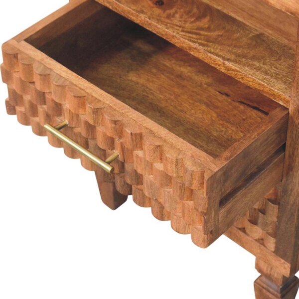 2-Drawers Bedside Cabinet, Wood Nightstand with Open Shelf, Eco-Conscious Build, 35L x 45W x 60H cm, Brown Aosom UK