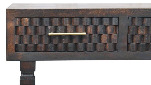 Solid Wood Arno Console Table with 2 Smooth-Gliding Drawers, Handcrafted Bedside Table with Mango Wood, 35L x 80W x 82H cm, Brown Aosom UK