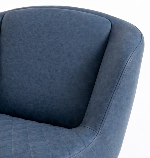 HOMCOM Set of Two Faux Leather Retro Bar Stools, Bar chairs with 7cm thick padded cushion - Dark Blue