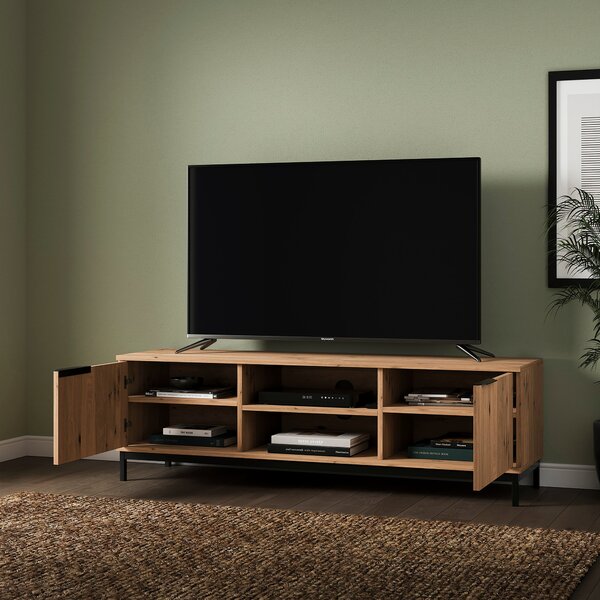 Reynolds Wide TV Unit for TVs up to 60", Rustic Oak Effect