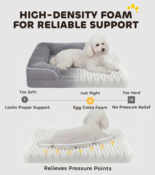 PawHut Dog Sofa Bed, Washable Pet Bed with Removable Cover and Non-Slip Bottom for Cats and Small Dogs, Grey