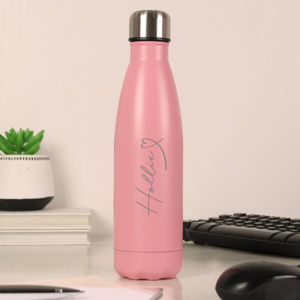 Personalised Heart Metal Insulated Drinks Bottle