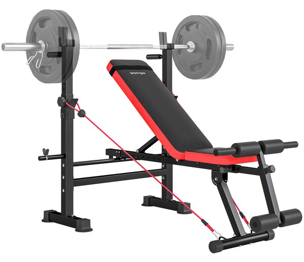 SPORTNOW Adjustable Weight Bench with Squat Rack and Dip Stand