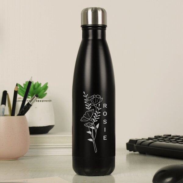 Personalised Floral Metal Insulated Drinks Bottle