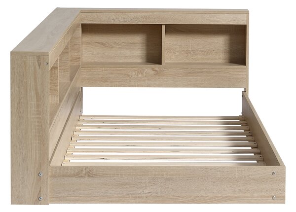 3FT Single Bed with Storage Space, Durable MDF and Plywood, Wooden Bed Frame for Adults and Teenagers, 208L x 108W x 60H cm, White Oak Aosom.UK