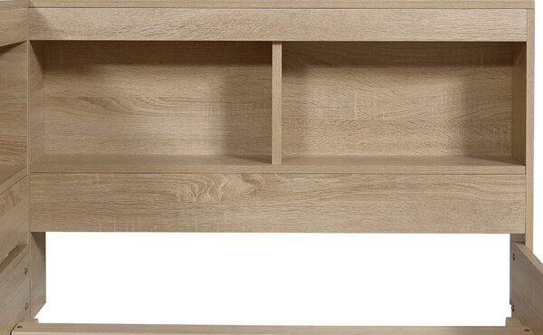 3FT Single Bed with Storage Space, Durable MDF and Plywood, Wooden Bed Frame for Adults and Teenagers, 208L x 108W x 60H cm, White Oak Aosom.UK
