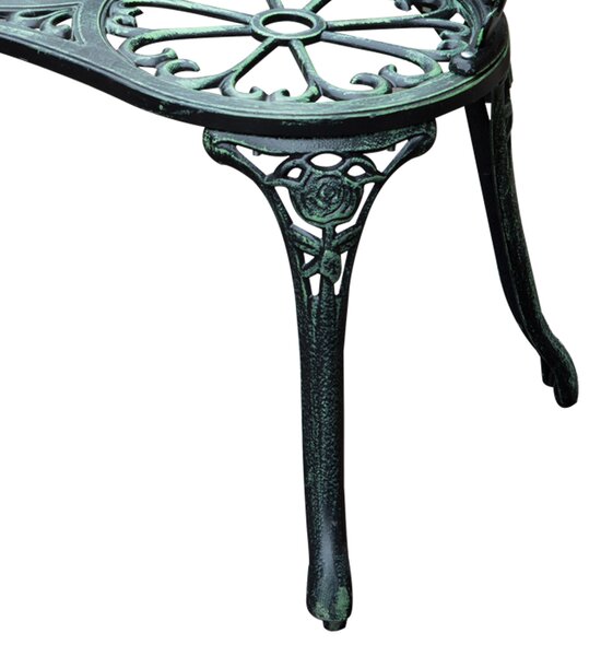 Outsunny Cast Aluminium Outdoor Garden Patio Antique Rose Style Bench Porch Park Chair Seater - Green Aosom UK
