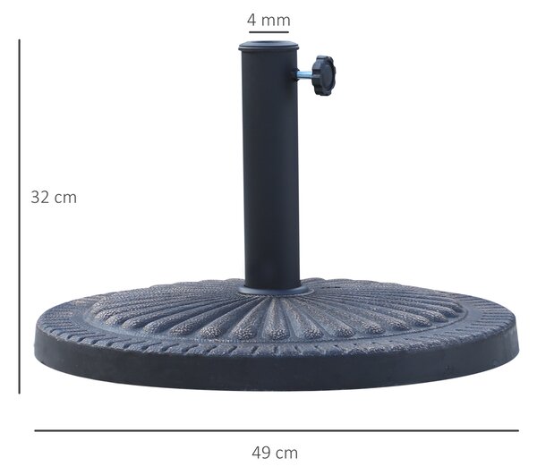Outsunny 14kg Garden Parasol Base, Round Resin Sun Umbrella Base, Outdoor Umbrella Stand for 38mm or 48mm Outdoor Umbrella Poles, Bronze Tone
