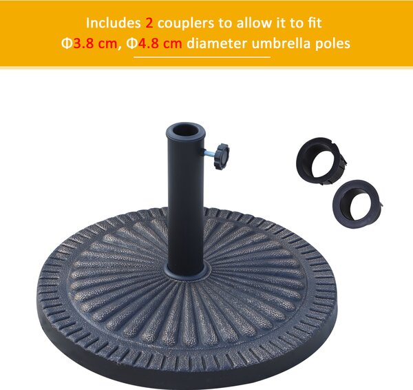 Outsunny 14kg Garden Parasol Base, Round Resin Sun Umbrella Base, Outdoor Umbrella Stand for 38mm or 48mm Outdoor Umbrella Poles, Bronze Tone