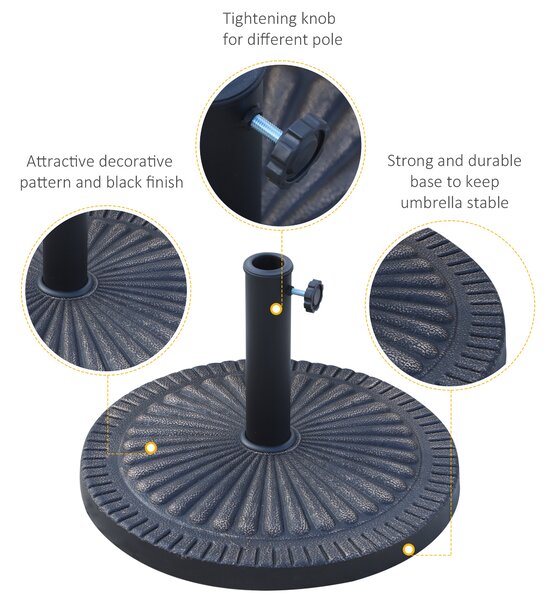 Outsunny 14kg Garden Parasol Base, Round Resin Sun Umbrella Base, Outdoor Umbrella Stand for 38mm or 48mm Outdoor Umbrella Poles, Bronze Tone
