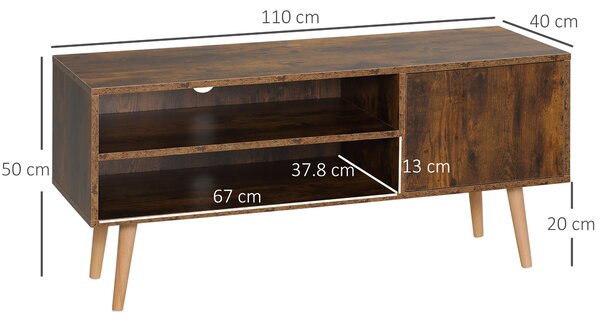 HOMCOM TV Unit Cabinet for TVs up to 55 Inches, TV Stand with Cupboard and Storage Shelves, Cable Holes for Living Room, Brown Aosom UK