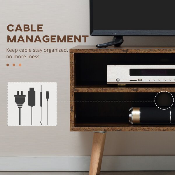 HOMCOM TV Unit Cabinet for TVs up to 55 Inches, TV Stand with Cupboard and Storage Shelves, Cable Holes for Living Room, Brown Aosom UK