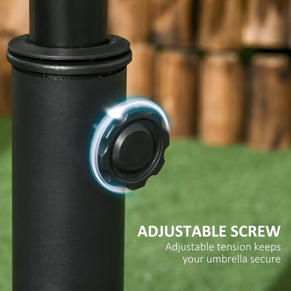 Outsunny 20kg Parasol Base Heavy Duty Cement Umbrella Base Round-Grey/Black Aosom UK