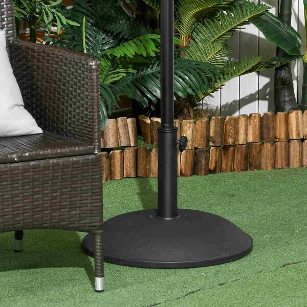 Outsunny 20kg Parasol Base Heavy Duty Cement Umbrella Base Round-Grey/Black Aosom UK