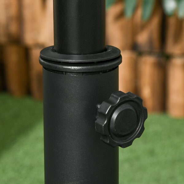 Outsunny 20kg Parasol Base Heavy Duty Cement Umbrella Base Round-Grey/Black Aosom UK