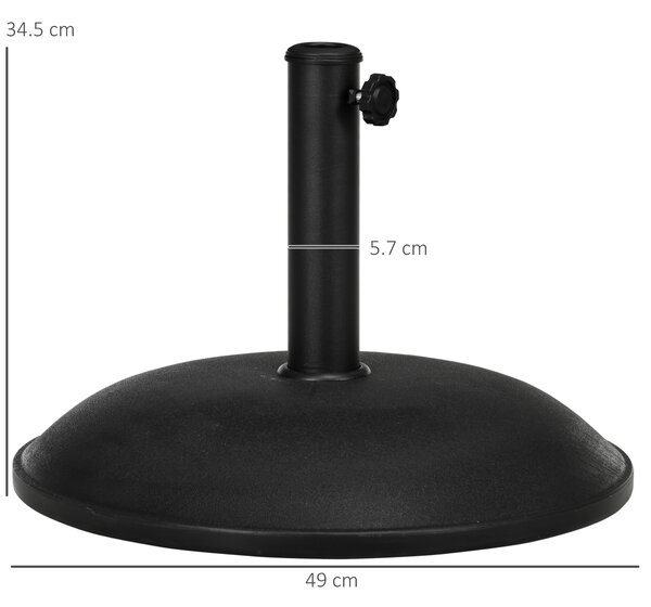 Outsunny 20kg Parasol Base Heavy Duty Cement Umbrella Base Round-Grey/Black Aosom UK