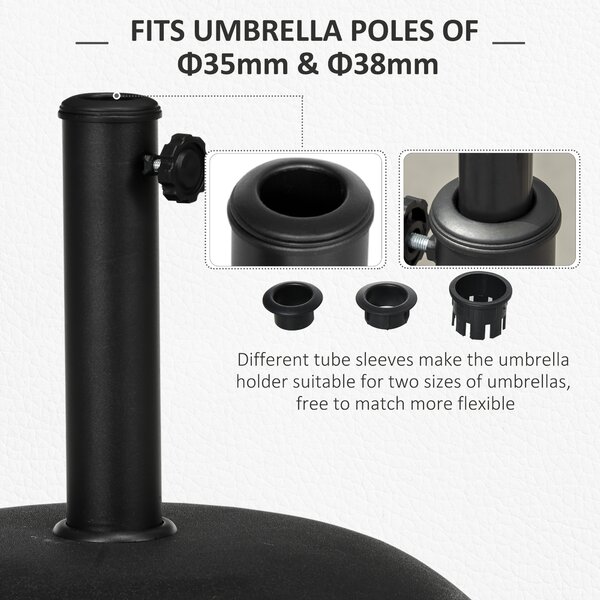 Outsunny 20kg Parasol Base Heavy Duty Cement Umbrella Base Round-Grey/Black Aosom UK