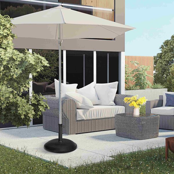 Outsunny 20kg Parasol Base Heavy Duty Cement Umbrella Base Round-Grey/Black Aosom UK
