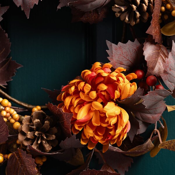 Artificial Autumnal Chrysanthemum Wreath