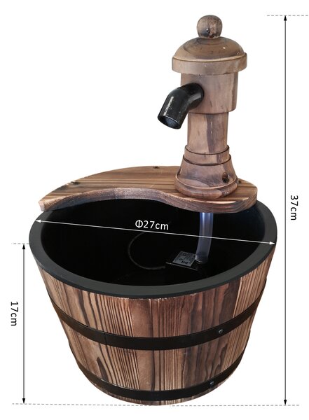 Outsunny Fir Wood Garden Water Features W/ Flower Planter, Φ27x37H cm Aosom UK