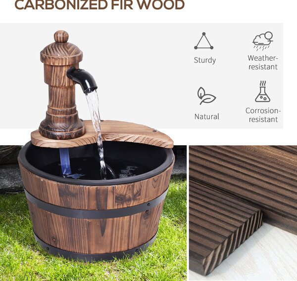 Outsunny Fir Wood Garden Water Features W/ Flower Planter, Φ27x37H cm Aosom UK