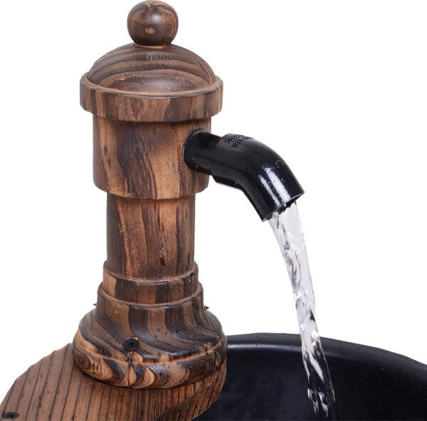 Outsunny Fir Wood Garden Water Features W/ Flower Planter, Φ27x37H cm Aosom UK