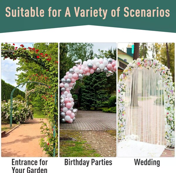 Outsunny Metal Garden Archway, Garden Arch Trellis with Gate for Climbing Plants, 108L x 45W x 215Hcm, Black Aosom UK