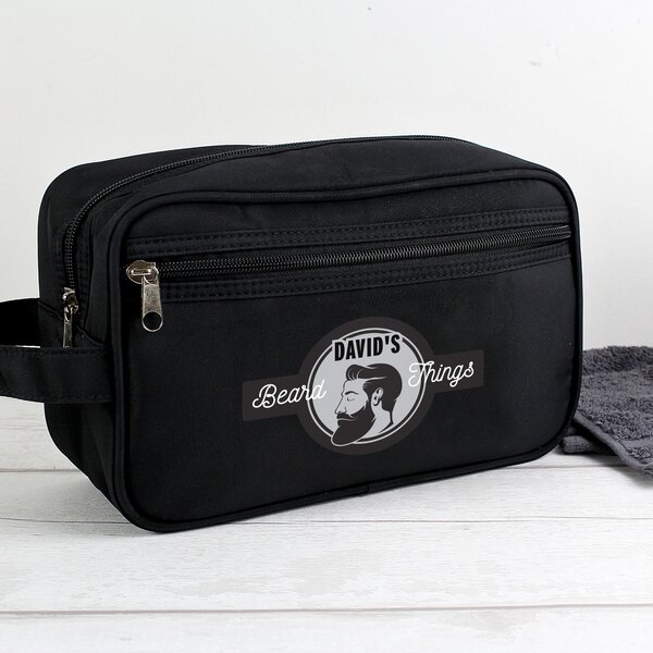 Personalised Beard Things Black Toiletry bag